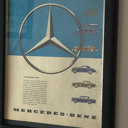 Mercedes-Benz, Pubblicità Anno 1960 Tradizione Viva Mercedes-Benz con Didascalia in Italiano - Raggi's Collectibles' Automotive Art