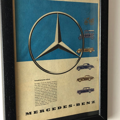 Mercedes-Benz, Pubblicità Anno 1960 Tradizione Viva Mercedes-Benz con Didascalia in Italiano - Raggi's Collectibles' Automotive Art