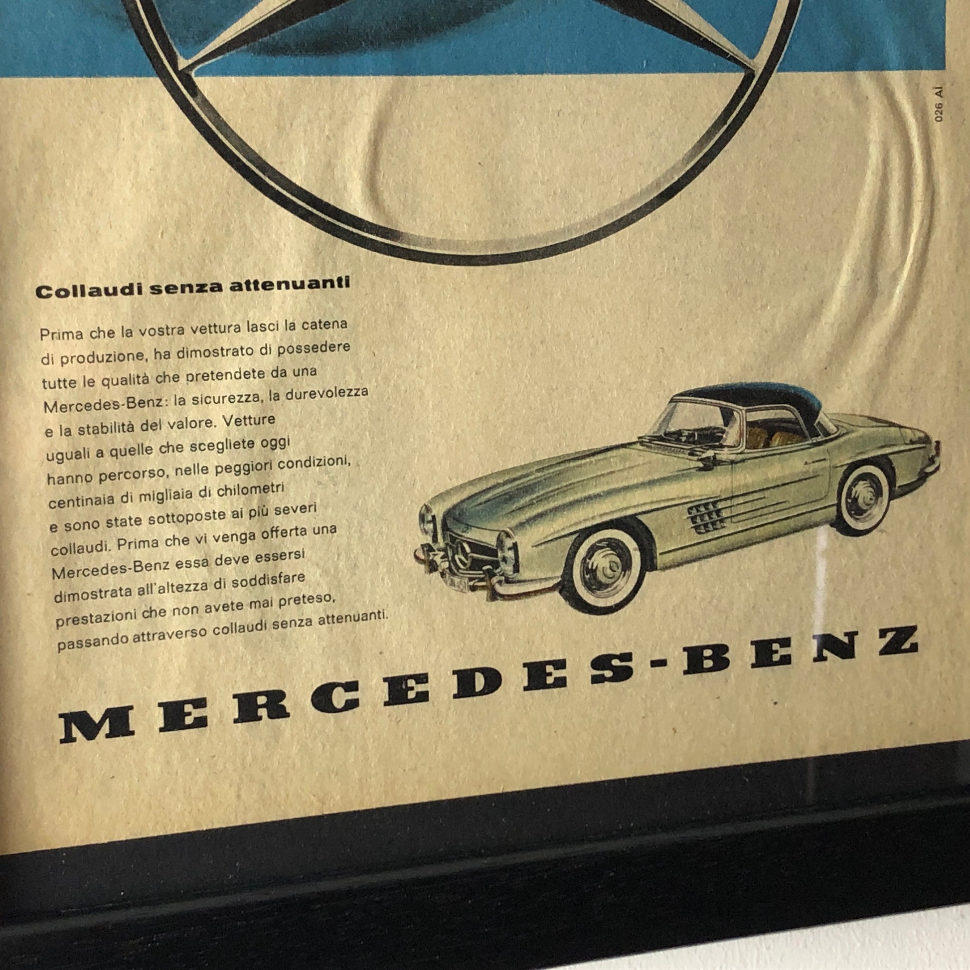 Mercedes-Benz Pubblicità Anno 1960 Mercedes-Benz Collaudi Senza Attenuanti - Raggi's Collectibles' Automotive Art