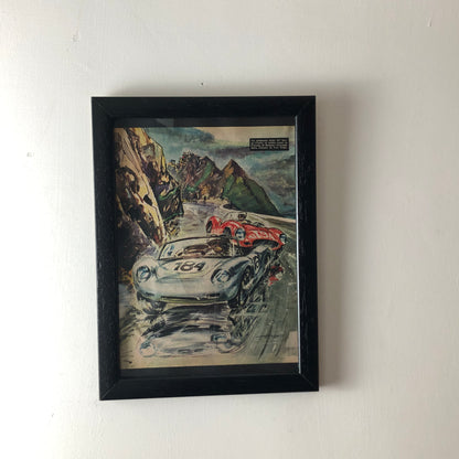 Targa Florio, Illustrazione di Giovanni Alloisi Anno 1960 44° Targa Florio Porsche 718 RS Spyder Bonnier Ferrari Dino 276 S Von Trips - Raggi's Collectibles' Automotive Art