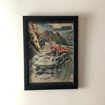 Targa Florio, Illustrazione di Giovanni Alloisi Anno 1960 44° Targa Florio Porsche 718 RS Spyder Bonnier Ferrari Dino 276 S Von Trips - Raggi's Collectibles' Automotive Art