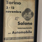 Anfia, 1960 Advertisement 42nd International Automobile Exhibition of Turin