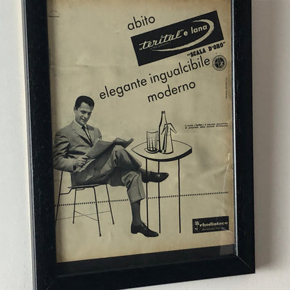 Rhodiatoce, Pubblicità Anno 1960 Abito in Terital e Lana Rhodiatoce con Didascalia in Italiano - Raggi's Collectibles' Automotive Art