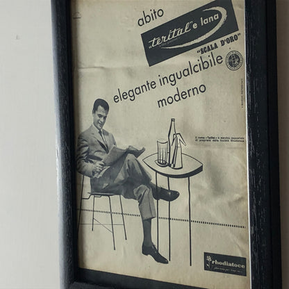 Rhodiatoce, Pubblicità Anno 1960 Abito in Terital e Lana Rhodiatoce con Didascalia in Italiano - Raggi's Collectibles' Automotive Art