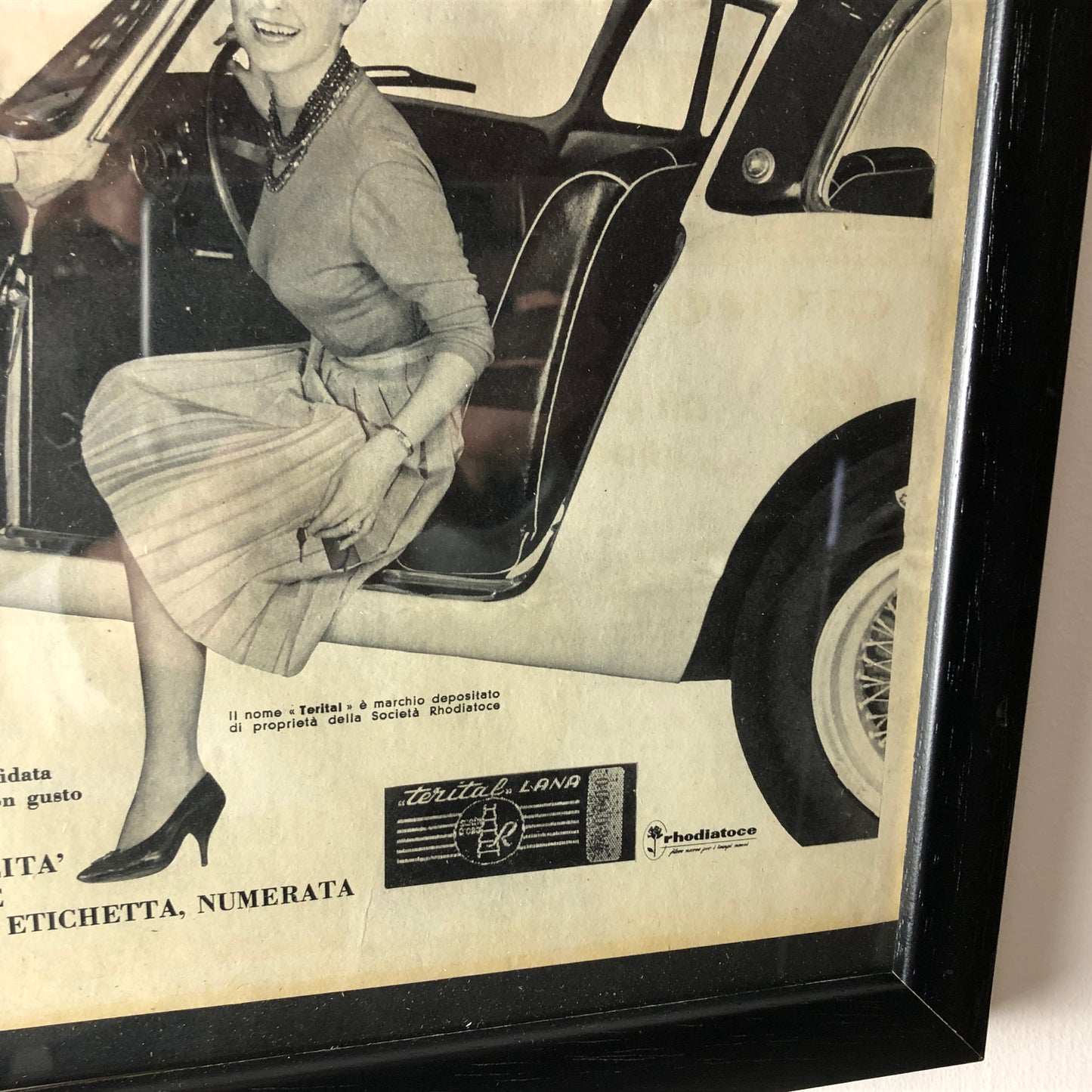 Rhodiatoce, Advertisement Year 1960 Skirt in Terital and  Wool Rhodiatoce with Caption in Italian