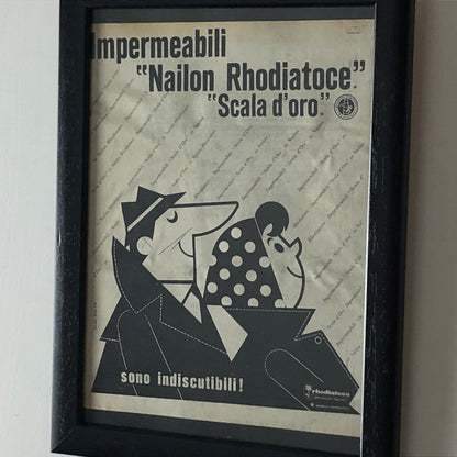 Rhodiatoce, Pubblicità Anno 1960 Impermeabili Nailon Rhodiatoce Scala d'Oro - Raggi's Collectibles' Automotive Art