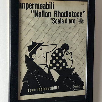 Rhodiatoce, Pubblicità Anno 1960 Impermeabili Nailon Rhodiatoce Scala d'Oro - Raggi's Collectibles' Automotive Art