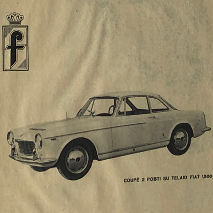 Pininfarina, Pubblicità Anno 1960 Coupé 2 Posti Pininfarina su Telaio Fiat 1500 - Raggi's Collectibles' Automotive Art