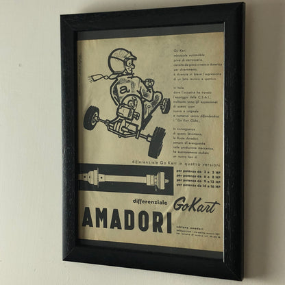 Amadori, Pubblicità Anno 1960 Differenziale per Go Kart Amadori Disegnata da Antonio de Giusti - Raggi's Collectibles' Automotive Art