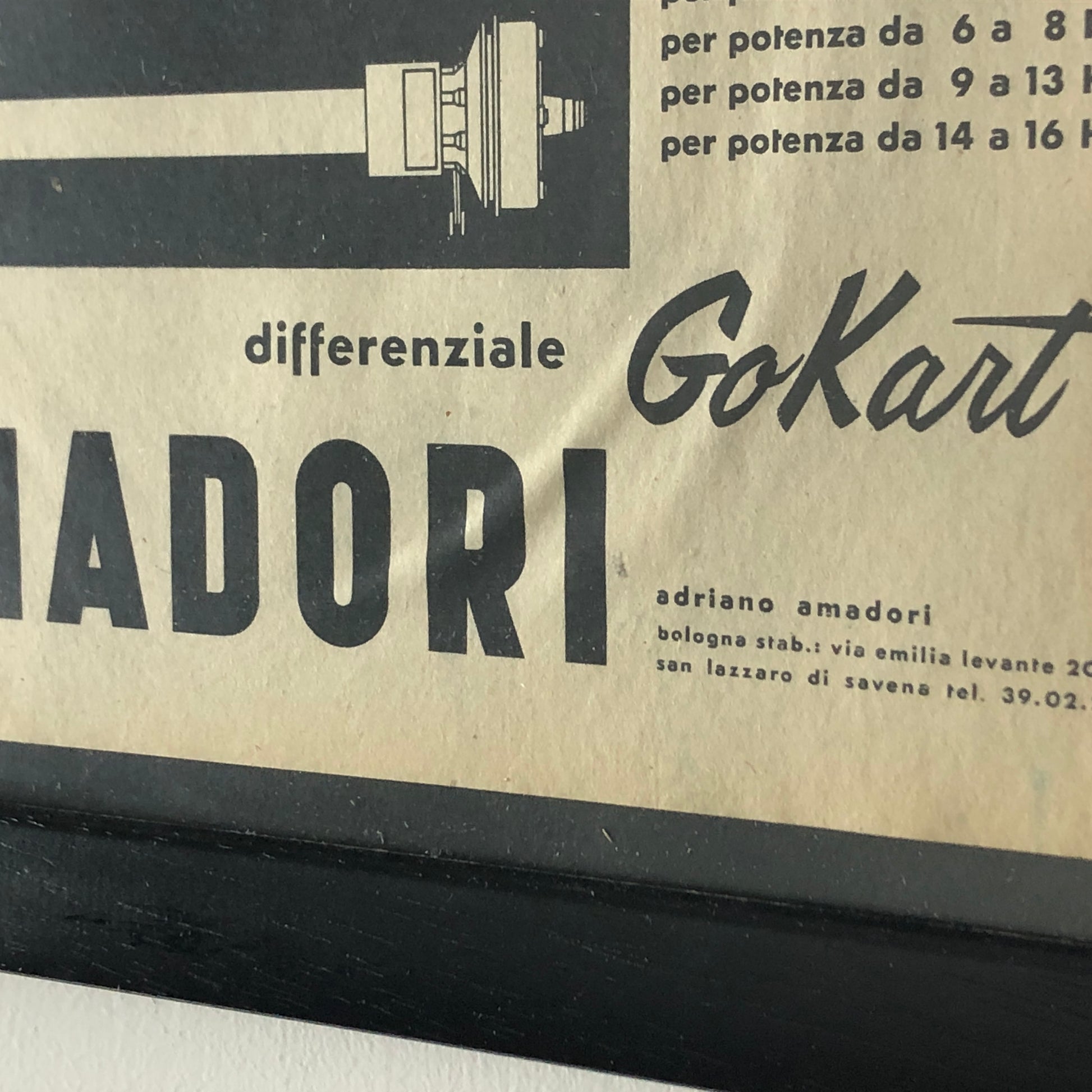 Amadori, Pubblicità Anno 1960 Differenziale per Go Kart Amadori Disegnata da Antonio de Giusti - Raggi's Collectibles' Automotive Art