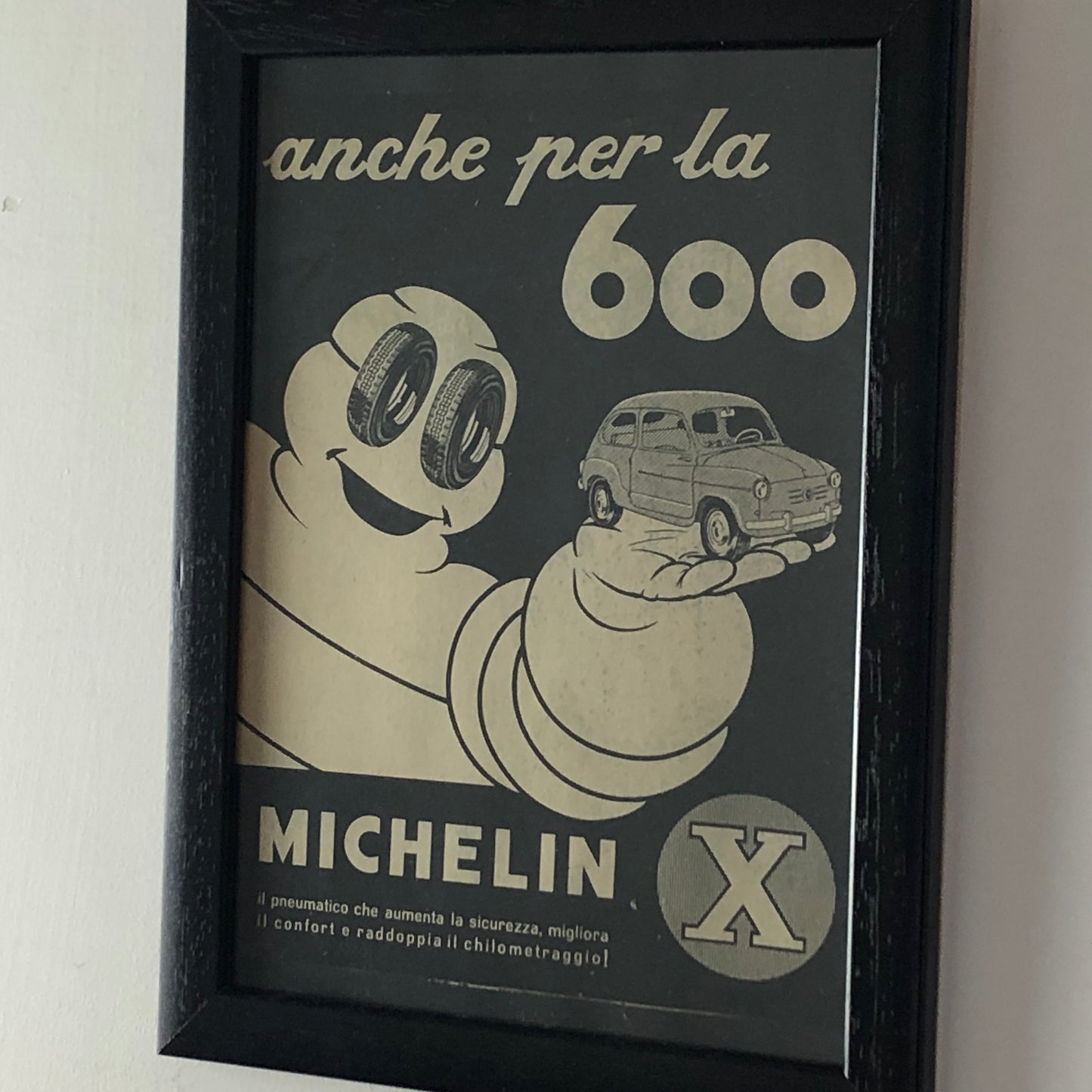 Michelin, 1960 Advertising Michelin X Tires for Fiat 600 with Italian Caption
