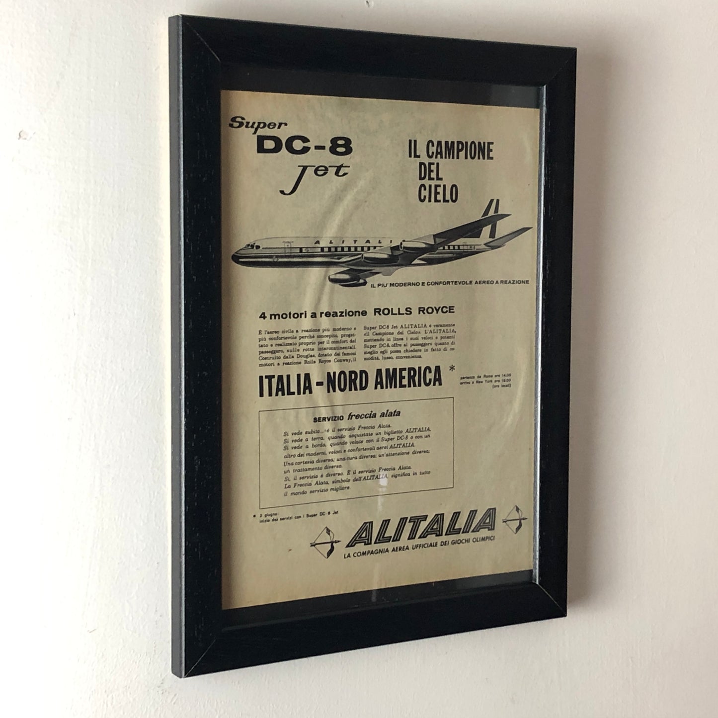 Alitalia, 1960 Advertising Alitalia Super DC-8 Jet with Rolls-Royce Engines