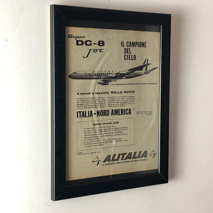 Alitalia, Pubblicità Anno 1960 Alitalia Super DC-8 Jet con Motori Rolls-Royce - Raggi's Collectibles' Automotive Art