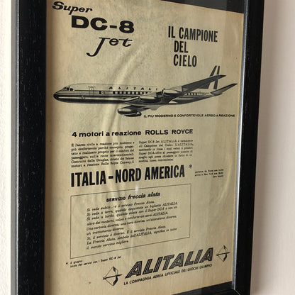 Alitalia, Pubblicità Anno 1960 Alitalia Super DC-8 Jet con Motori Rolls-Royce - Raggi's Collectibles' Automotive Art