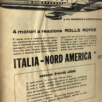 Alitalia, Pubblicità Anno 1960 Alitalia Super DC-8 Jet con Motori Rolls-Royce - Raggi's Collectibles' Automotive Art