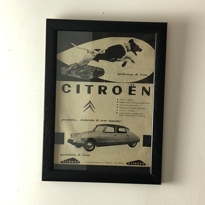 Citroën, Pubblicità Anno 1960 Citroën DS con Didascalia in Italiano - Raggi's Collectibles' Automotive Art