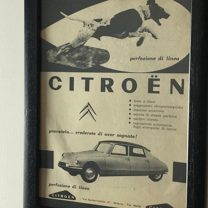 Citroën, Pubblicità Anno 1960 Citroën DS con Didascalia in Italiano - Raggi's Collectibles' Automotive Art