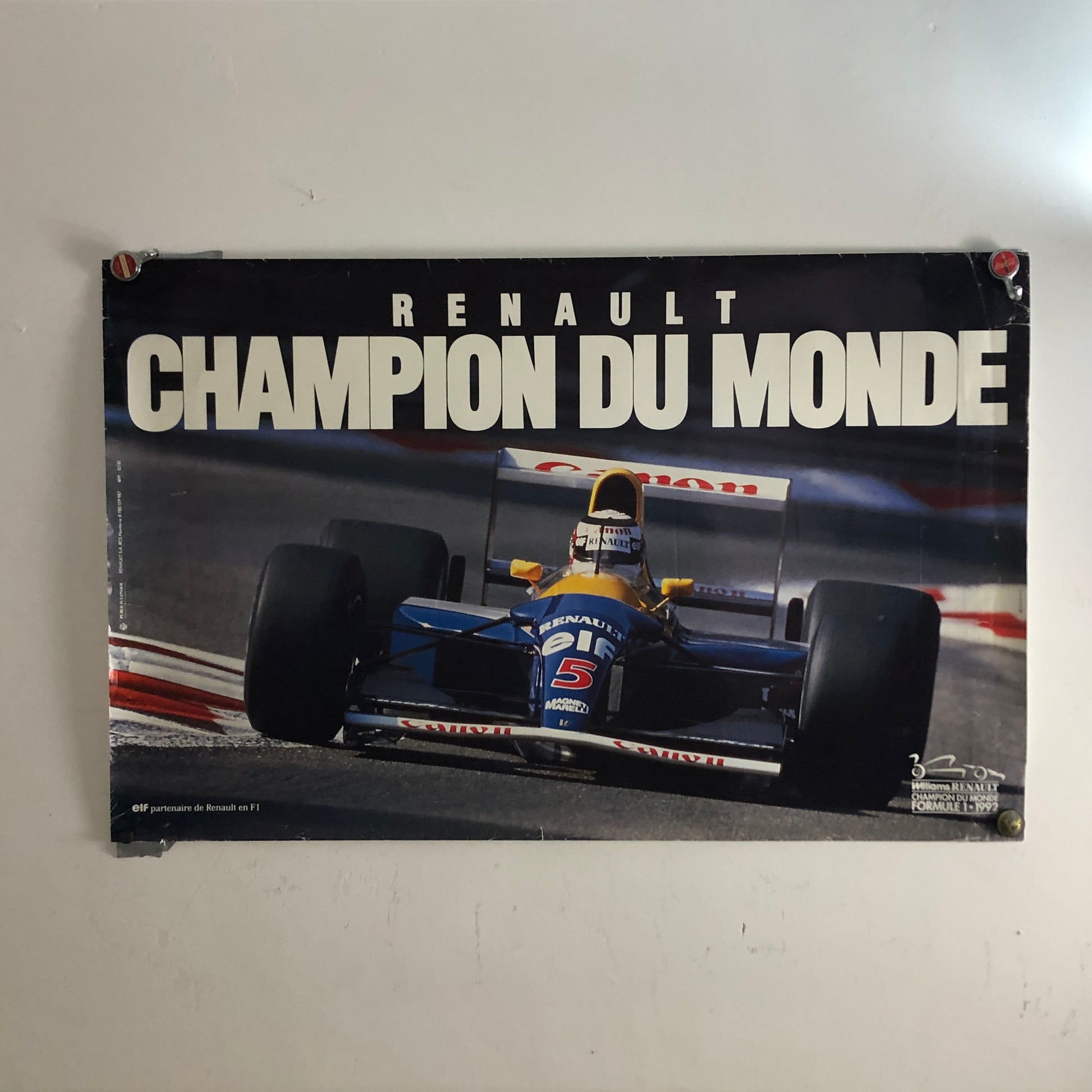 Renault Williams F1 Poster Renault Champion Du Monde F1 1992 Nigel Mansell - Raggi's Collectibles' Automotive Art