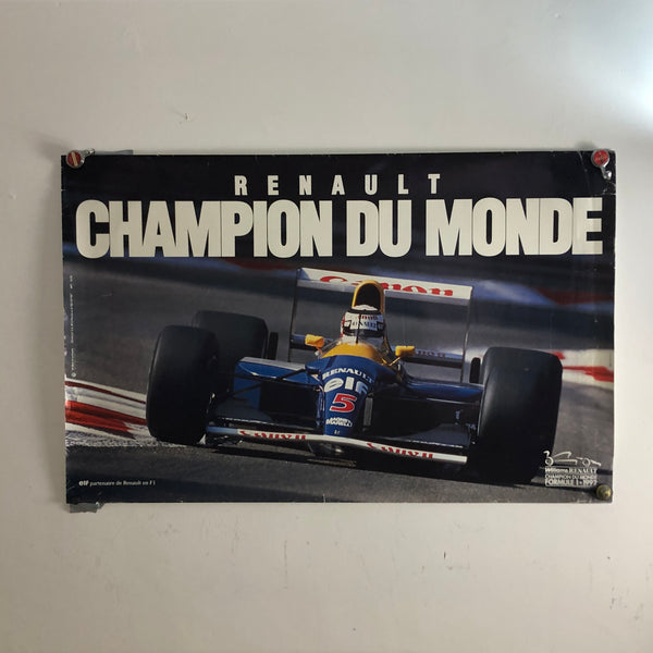 Renault Williams F1 Poster Renault Champion Du Monde F1 1992 Nigel Mansell