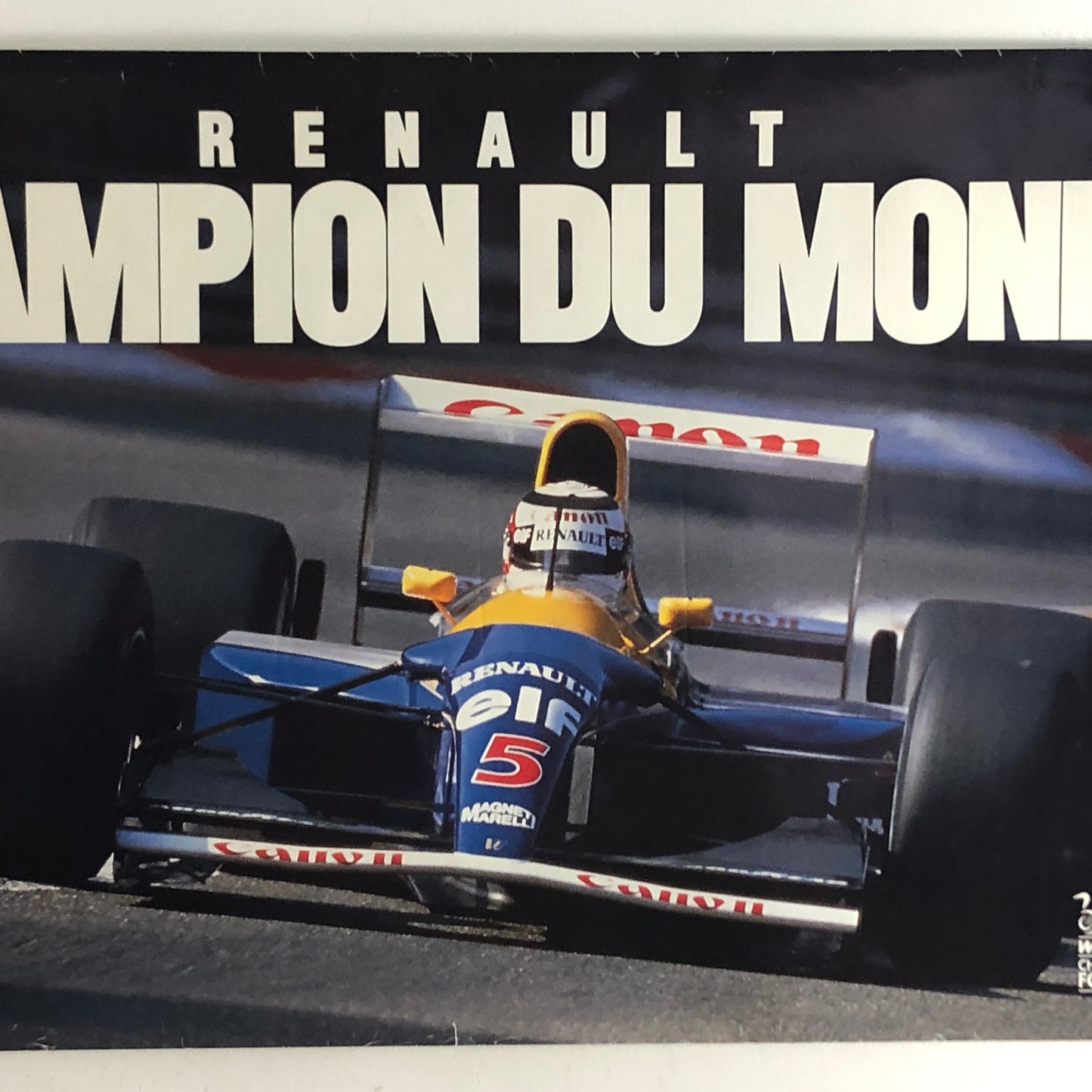 Renault Williams F1 Poster Renault Champion Du Monde F1 1992 Nigel Mansell