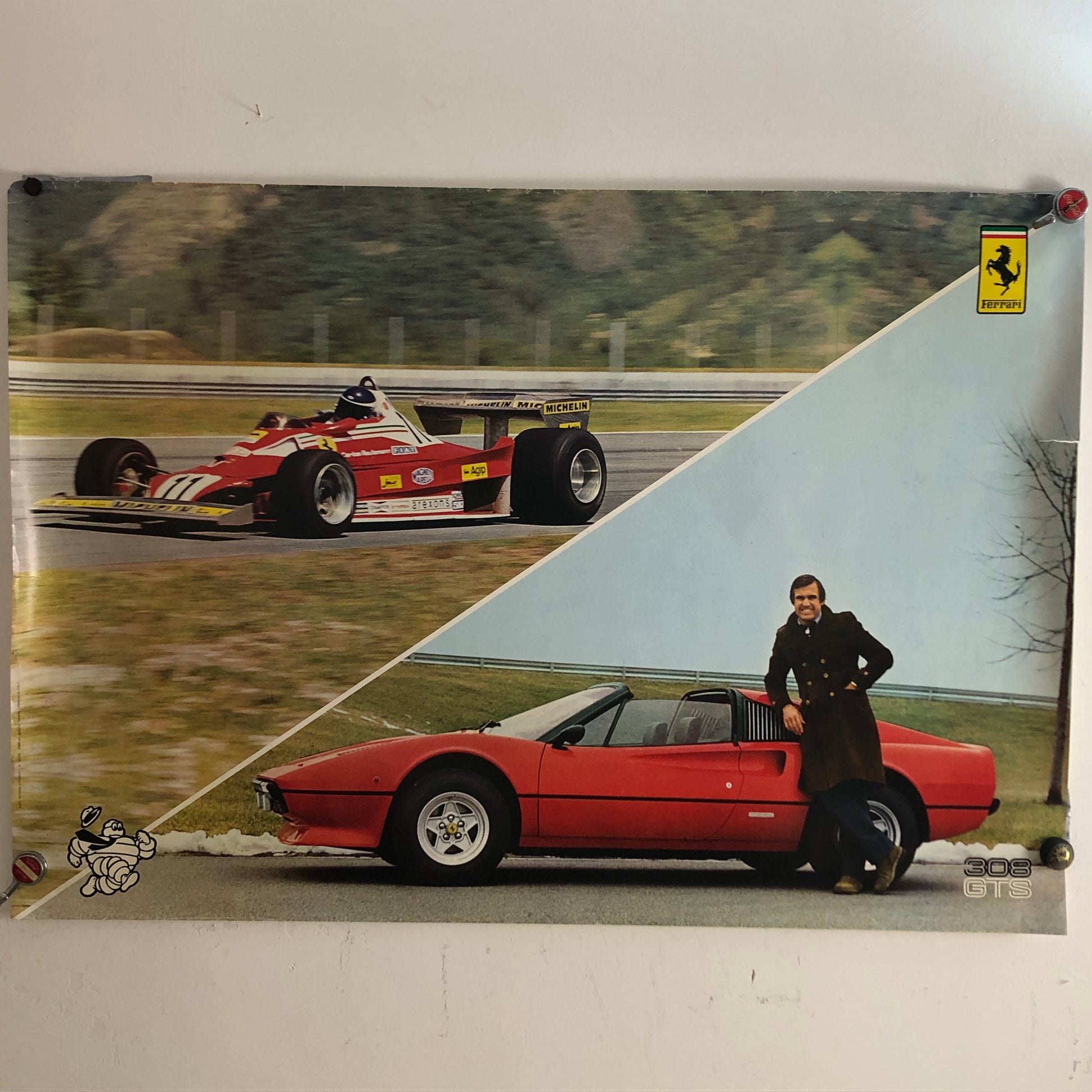 Ferrari, Poster Ferrari 308 GTS e Carlos Reutemann Realizzato per Ferrari e Michelin nel 1978 - Raggi's Collectibles' Automotive Art