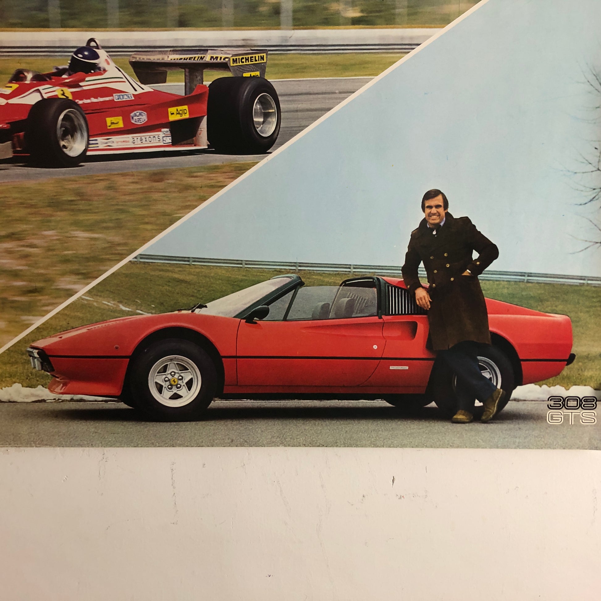 Ferrari, Poster Ferrari 308 GTS e Carlos Reutemann Realizzato per Ferrari e Michelin nel 1978 - Raggi's Collectibles' Automotive Art