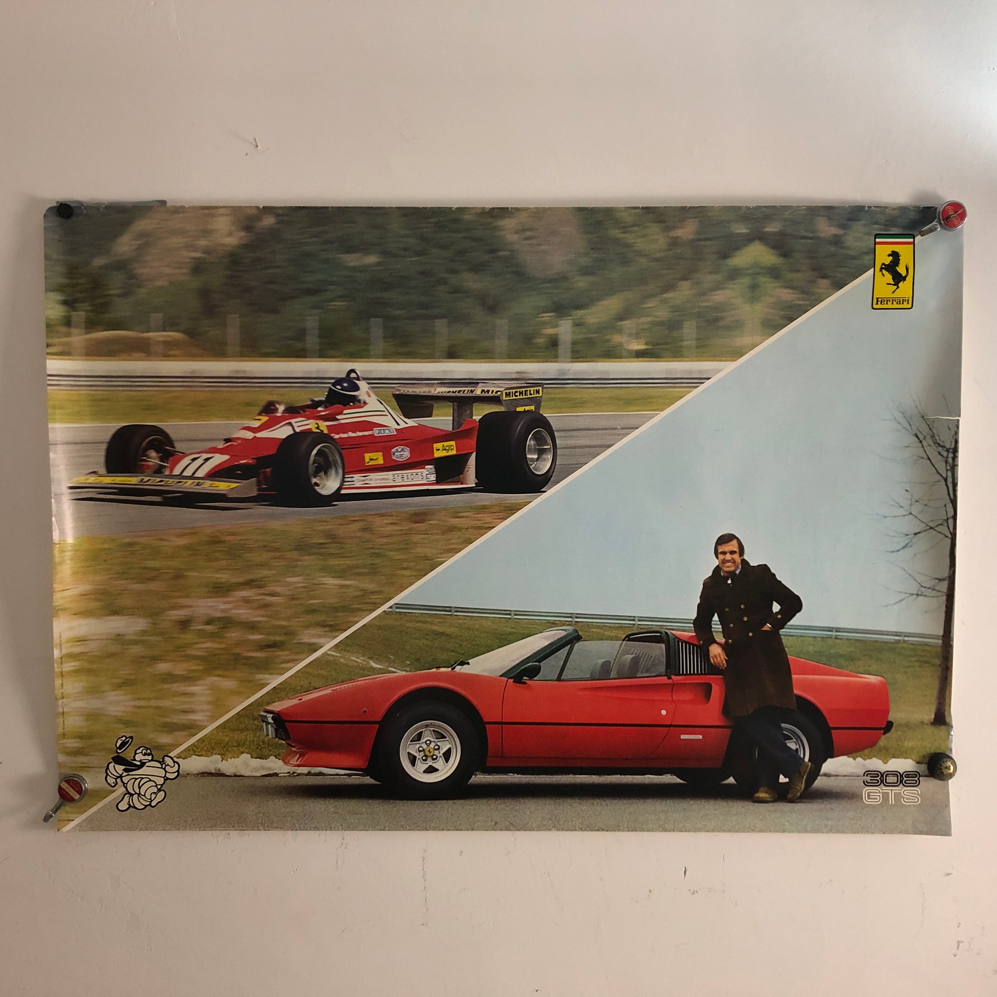 Ferrari, Poster Ferrari 308 GTS e Carlos Reutemann Realizzato per Ferrari e Michelin nel 1978 - Raggi's Collectibles' Automotive Art