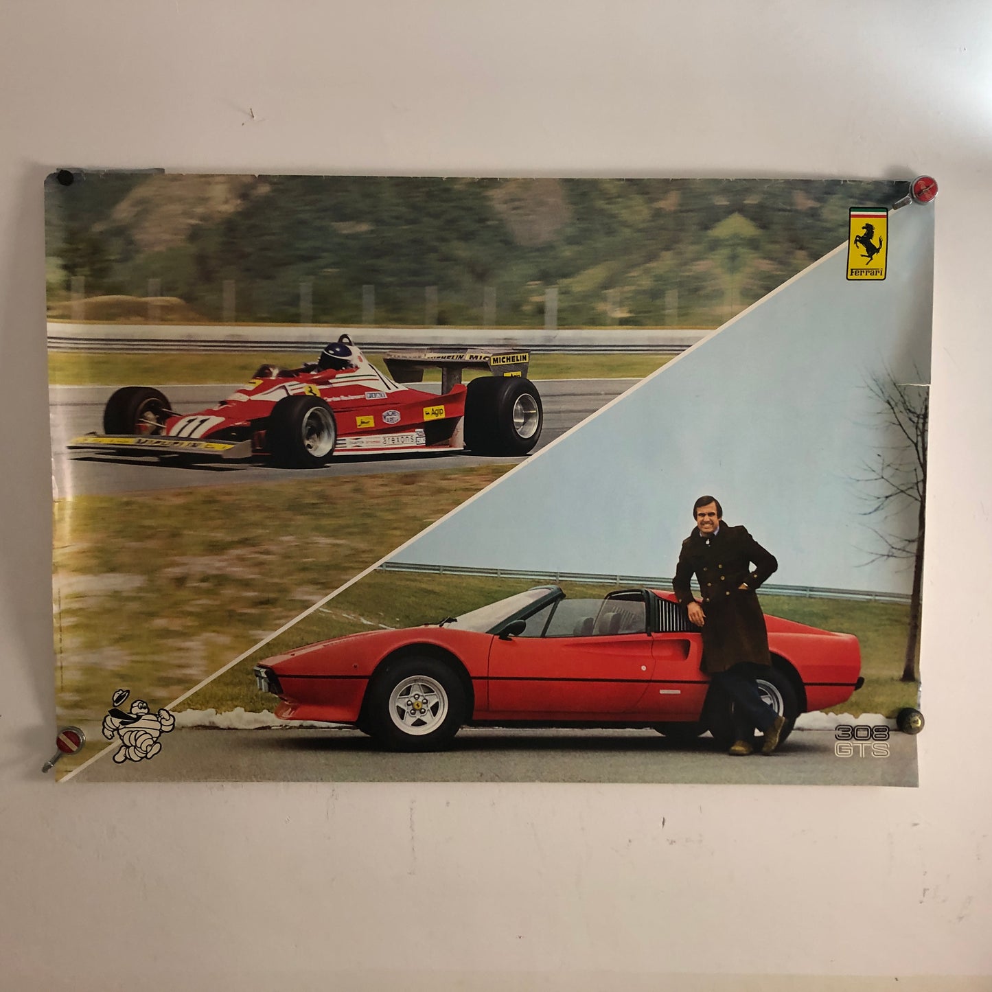 Ferrari, Poster Ferrari 308 GTS e Carlos Reutemann Realizzato per Ferrari e Michelin nel 1978 - Raggi's Collectibles' Automotive Art