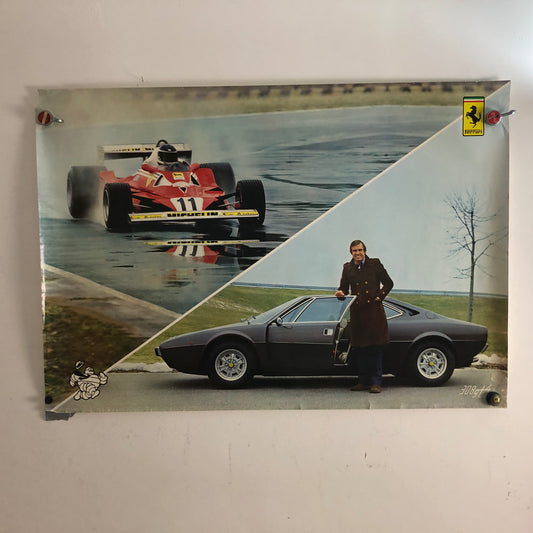 Ferrari, Poster Ferrari 308 GT4 & Carlos Reutemann Realizzato per Ferrari e Michelin nel 1978 - Raggi's Collectibles' Automotive Art