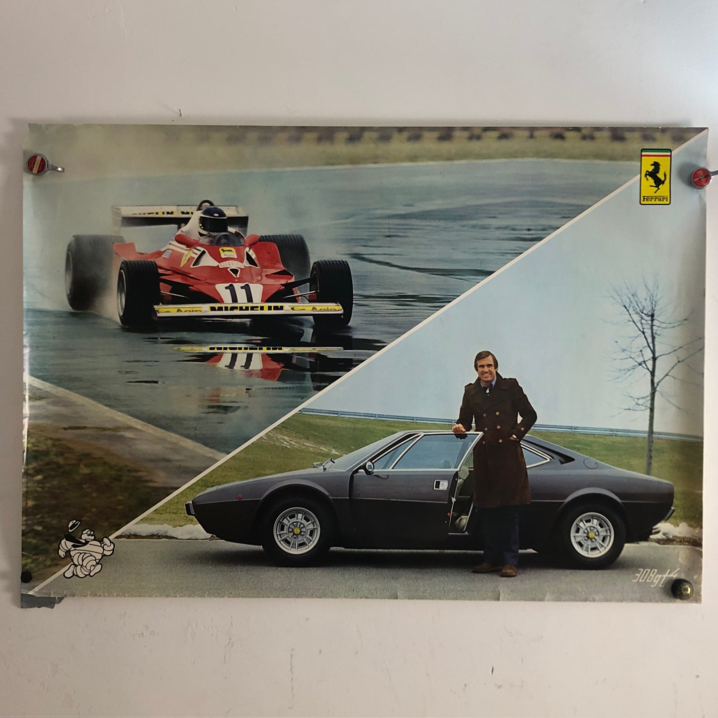 Ferrari, Poster Ferrari 308 GT4 & Carlos Reutemann Made for Ferrari and Michelin in 1978