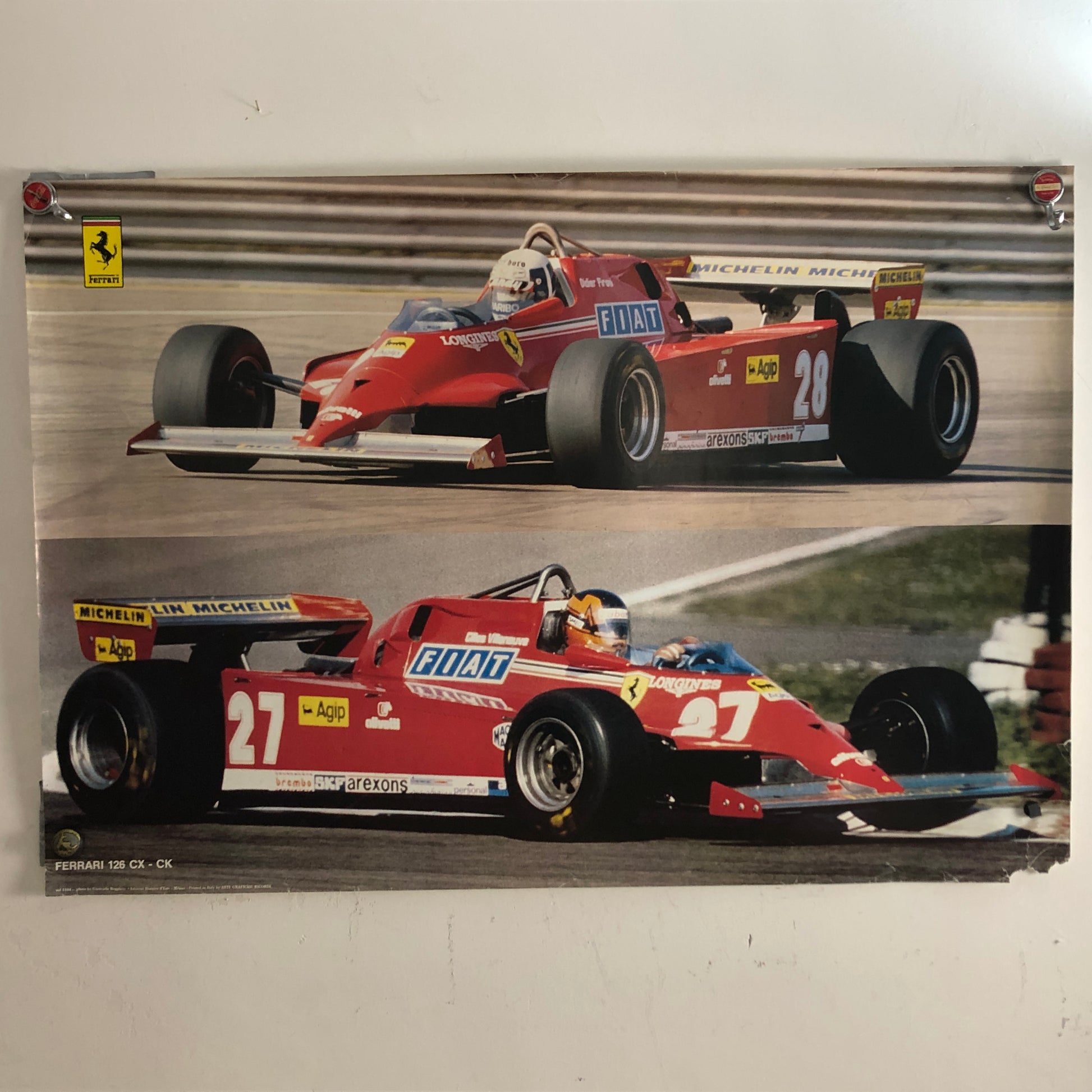 Ferrari Poster Ferrari 126 CX - CK con Gilles Villeneuve e Didier Pironi Anni 70 - Raggi's Collectibles' Automotive Art