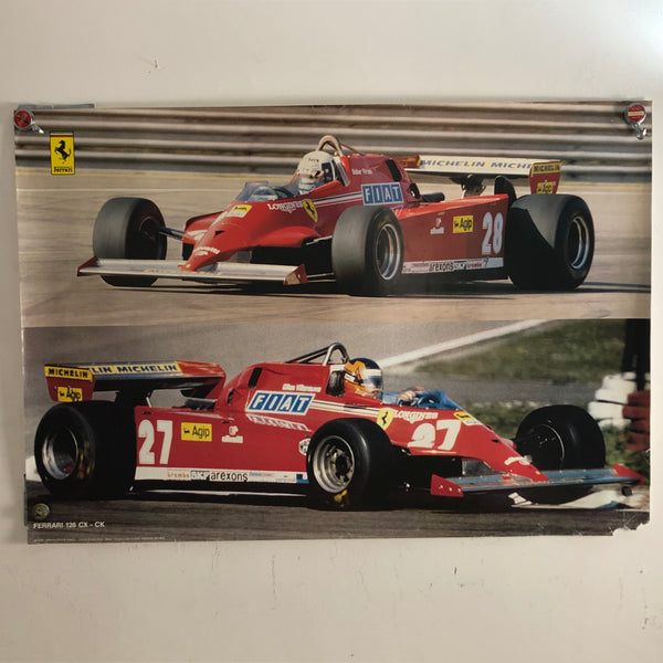 Ferrari Poster Ferrari 126 CX - CK with Gilles Villeneuve and Didier Pironi from the 70s