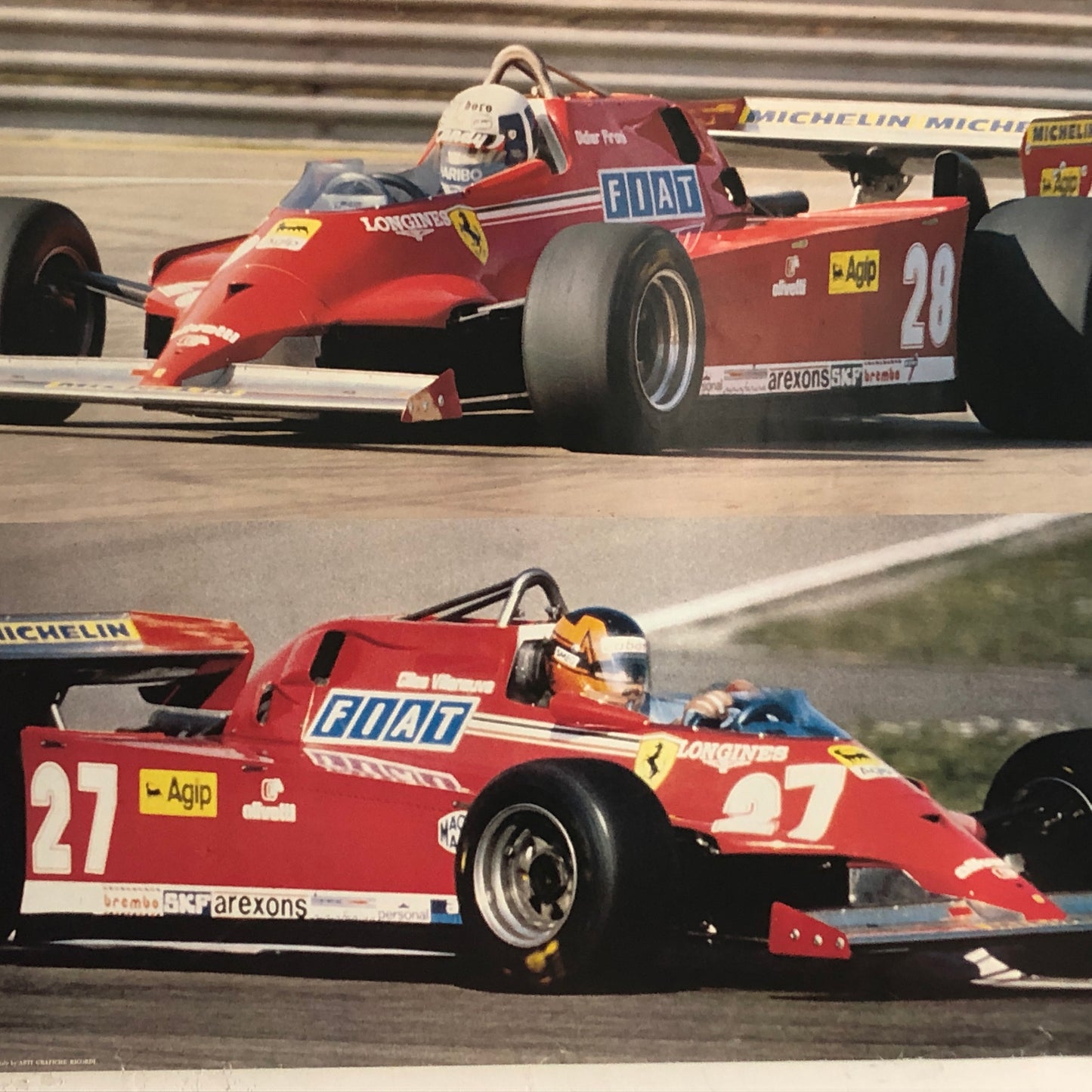 Ferrari Poster Ferrari 126 CX - CK con Gilles Villeneuve e Didier Pironi Anni 70