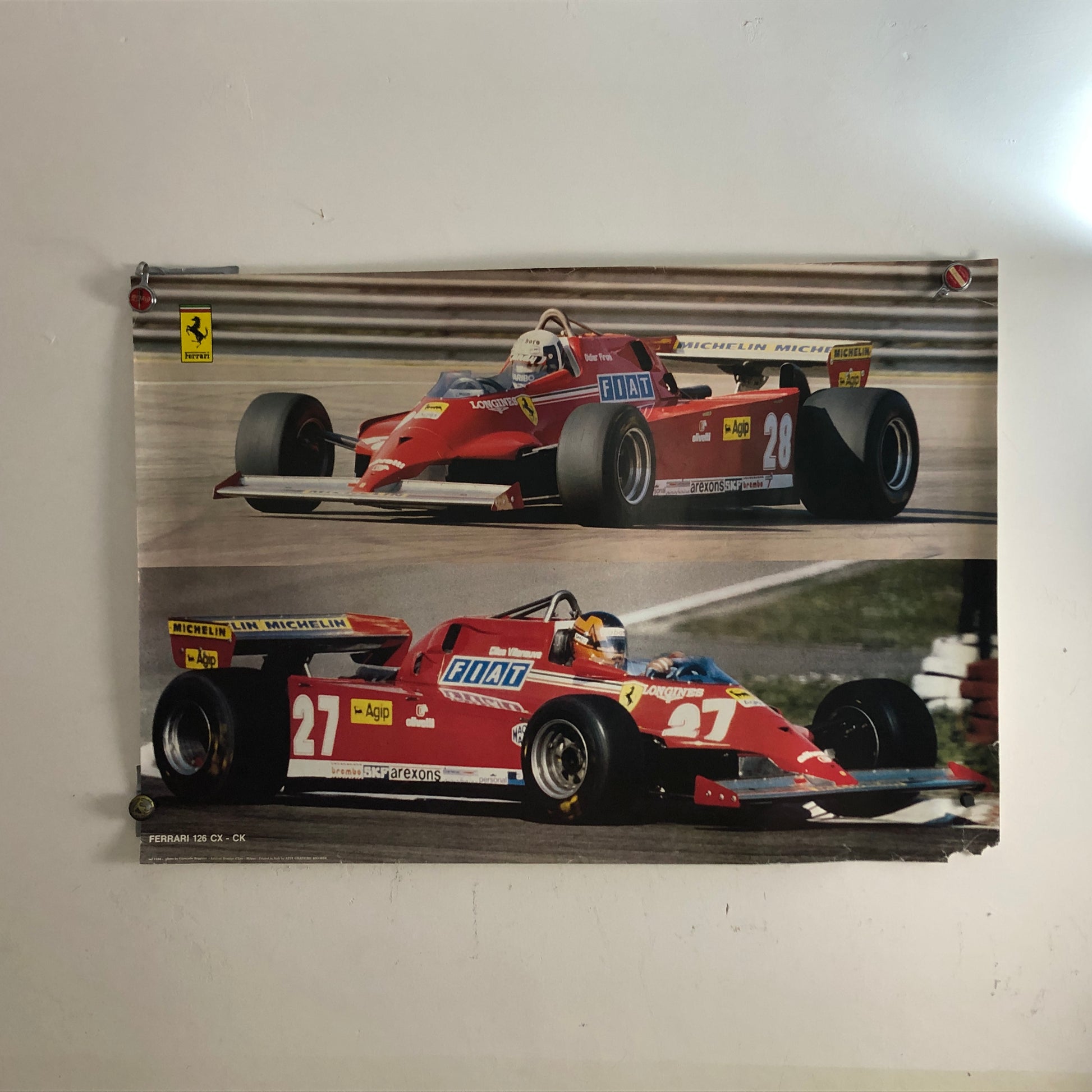 Ferrari Poster Ferrari 126 CX - CK con Gilles Villeneuve e Didier Pironi Anni 70 - Raggi's Collectibles' Automotive Art