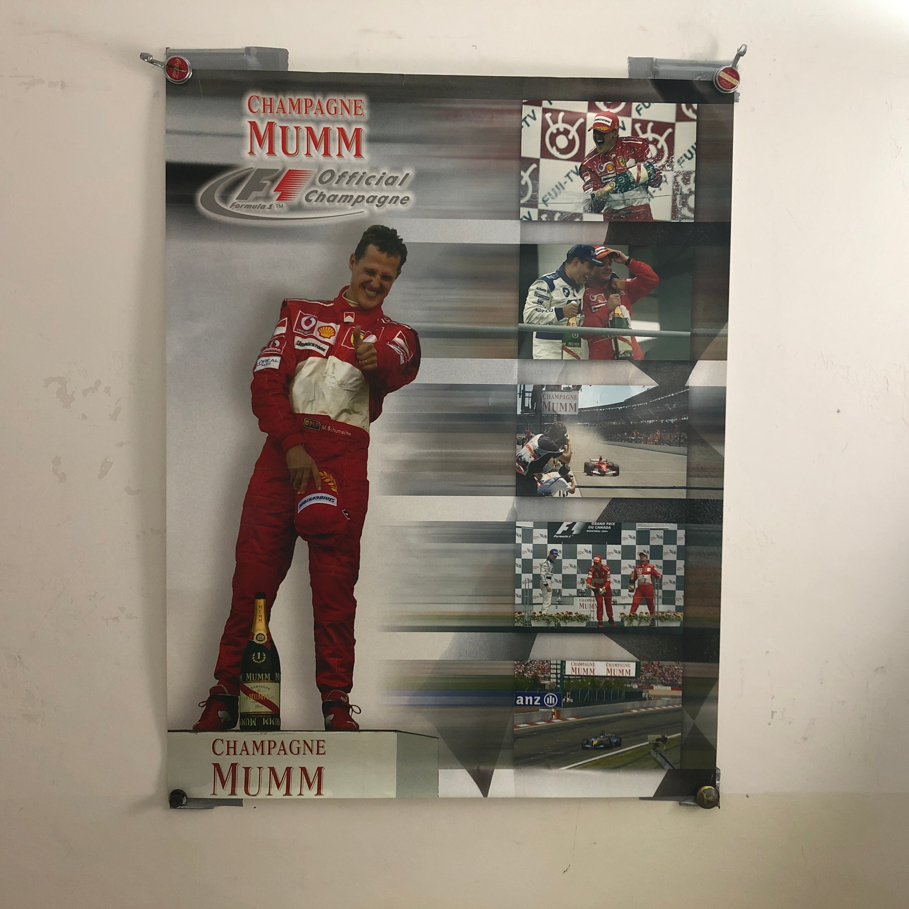 Champagne MUMM, Poster Michael Schumacher Ferrari Vittoria Gran Premio ...