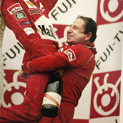 Champagne MUMM, Poster del Gran Premio di Suzuka Giappone 2000 Primo Mondiale di Michael Schumacher con Ferrari - Raggi's Collectibles' Automotive Art