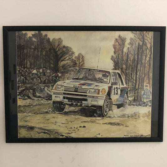 Peugeot, Serigrafia di Danielle Dessart Peugeot 205 Turbo 16 EVO Trofeo Jean-François Piot - Raggi's Collectibles' Automotive Art