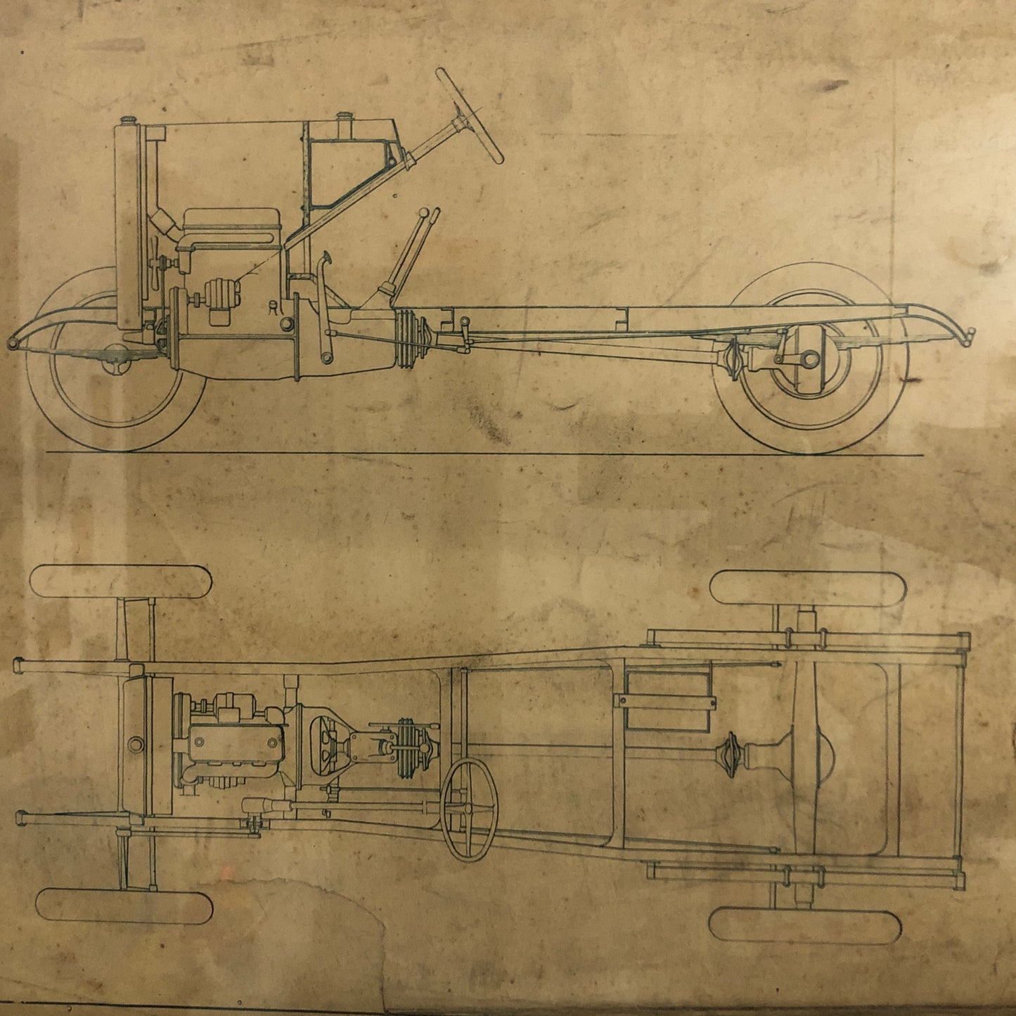 Jean Gras, Technical Drawing of Type "B" Chassis Presented at the 1924 Paris Motor Show.