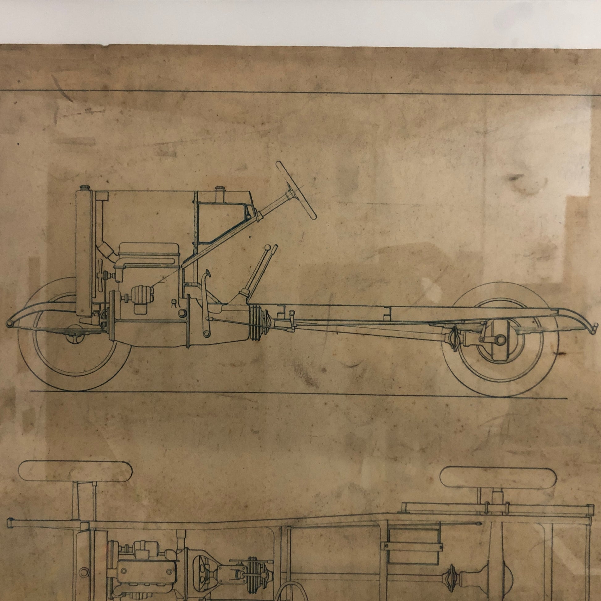 Jean Gras, Disegno Tecnico Telaio Tipo "B" Presentato al Salone dell'Automobile di Parigi del 1924. - Raggi's Collectibles' Automotive Art