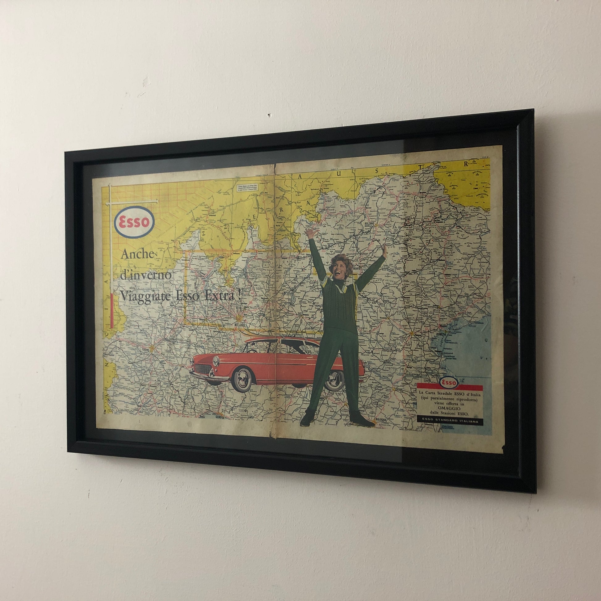 Esso Pubblicità Anno 1960 Viaggiare Sicuri anche in Inverno con Esso Extra - Raggi's Collectibles' Automotive Art