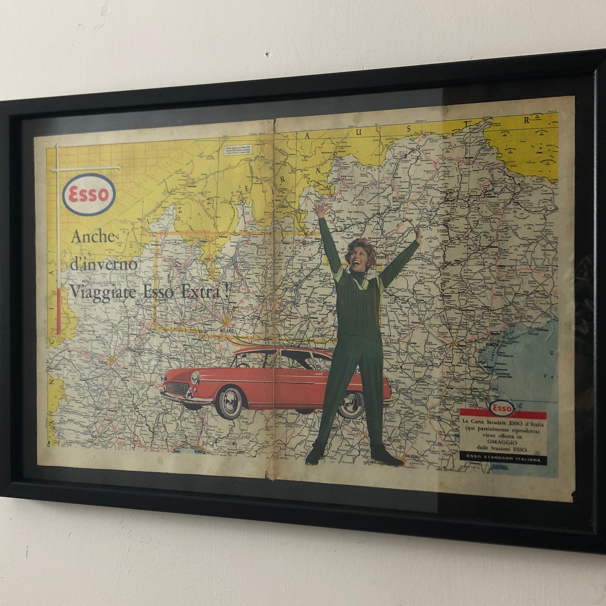 Esso Pubblicità Anno 1960 Viaggiare Sicuri anche in Inverno con Esso Extra - Raggi's Collectibles' Automotive Art