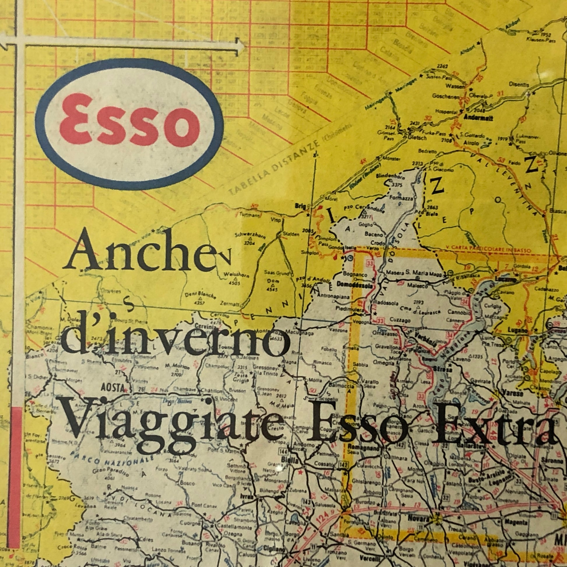 Esso Pubblicità Anno 1960 Viaggiare Sicuri anche in Inverno con Esso Extra - Raggi's Collectibles' Automotive Art