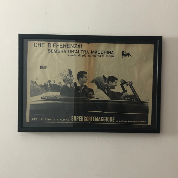 Agip, Advertisement Year 1960 for the Italian Roads Supercortemaggiore the Powerful Italian Gasoline