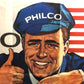 Philco, Pubblicità Manifesto Pubblicitario Philco Disegnato da Pierre Couronne e Stampata da R.L. Dupuy. Anni '50 '60 - Raggi's Collectibles' Automotive Art