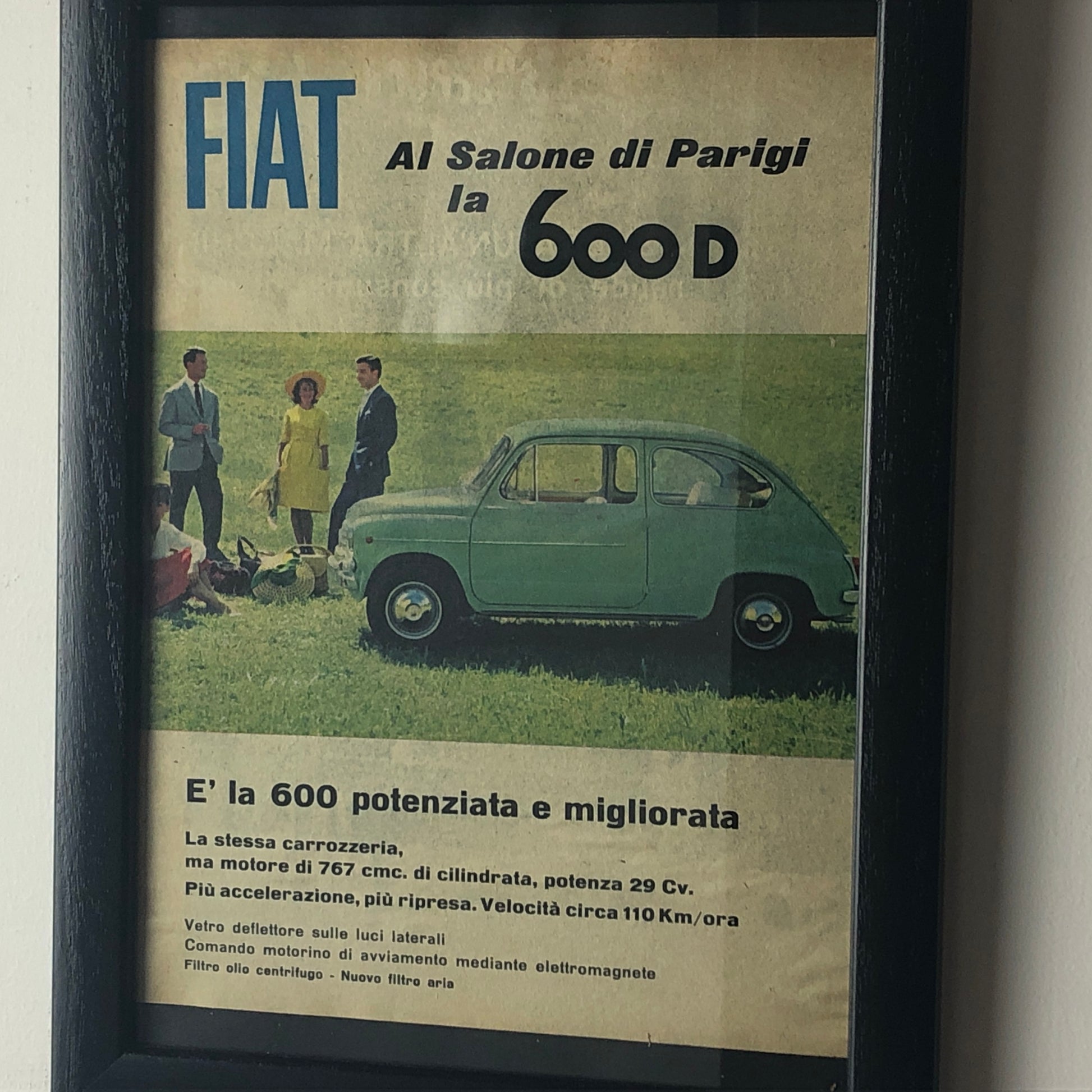 FIAT, Pubblicità Anno 1960 FIAT 600 D Salone dell'Automobile di Parigi - Raggi's Collectibles' Automotive Art