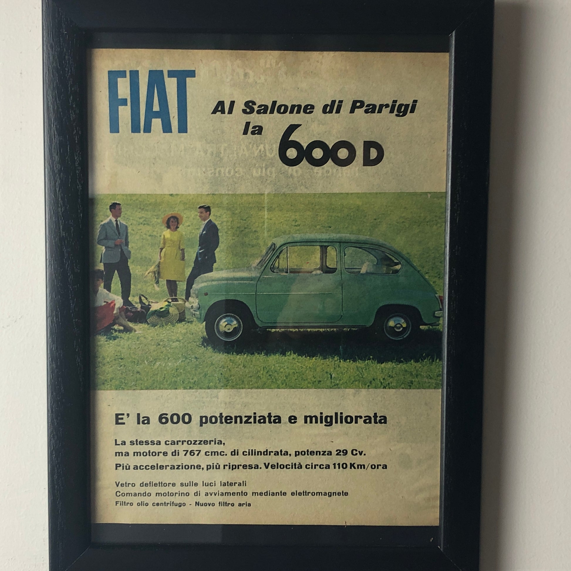 FIAT, Pubblicità Anno 1960 FIAT 600 D Salone dell'Automobile di Parigi - Raggi's Collectibles' Automotive Art