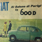 FIAT, Pubblicità Anno 1960 FIAT 600 D Salone dell'Automobile di Parigi - Raggi's Collectibles' Automotive Art