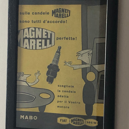 Magneti Marelli, Pubblicità Anno 1960 Candele Magneti Marelli Disegnata da Amleto Dalla Costa - Raggi's Collectibles' Automotive Art