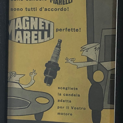 Magneti Marelli, Pubblicità Anno 1960 Candele Magneti Marelli Disegnata da Amleto Dalla Costa - Raggi's Collectibles' Automotive Art