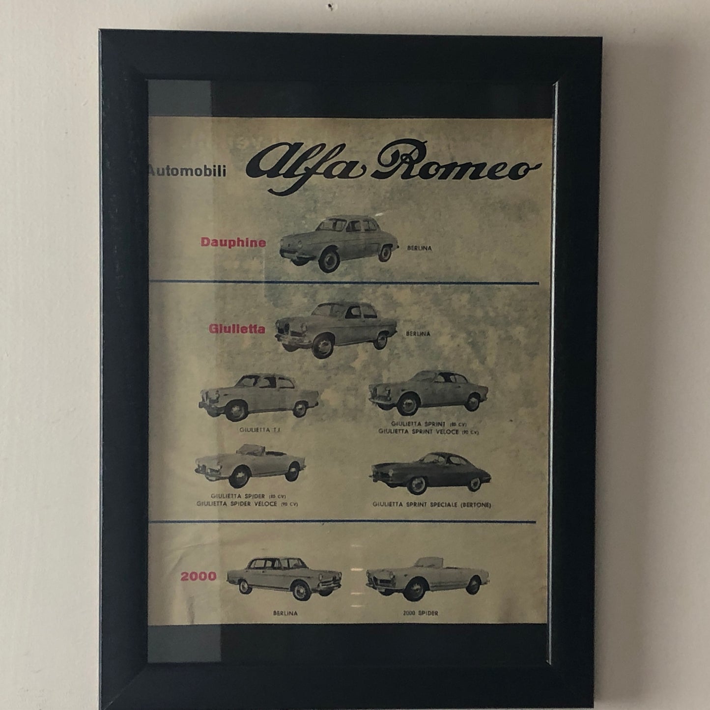 Alfa Romeo, Advertisement Year 1960 Alfa Romeo range